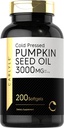 Carlyle Pumpkin Seed Oil Capsules Measures 124; 3000mg Measures 124; 200 Softgel Measures 124; Essential Fedtsyre Measures 124; Cold Pressed Dietary Supplement Measures 124; Non-GMO og Gluten Free Formel