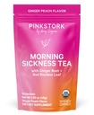 Pink Stork Organic Morning Sygdom Graviditet Tea - Hot eller Iced Tea - Prenatal Heartburn, fordøjelsesbesvær, og Forstoppelse Support - 1. Trimester Graviditet skal Haves - Ingefær Peach, 15 Sachets