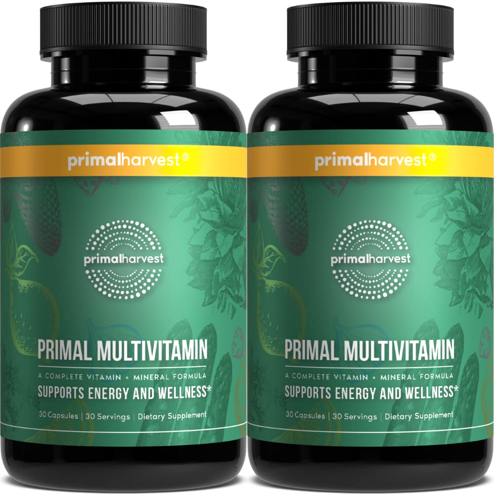 Primal Høst Primal Multivitamin - Dagligt multivitamin supplement med 21 essentielle vitaminer & mineraler til kvinder & mænd (2 Pack (30 Greve))