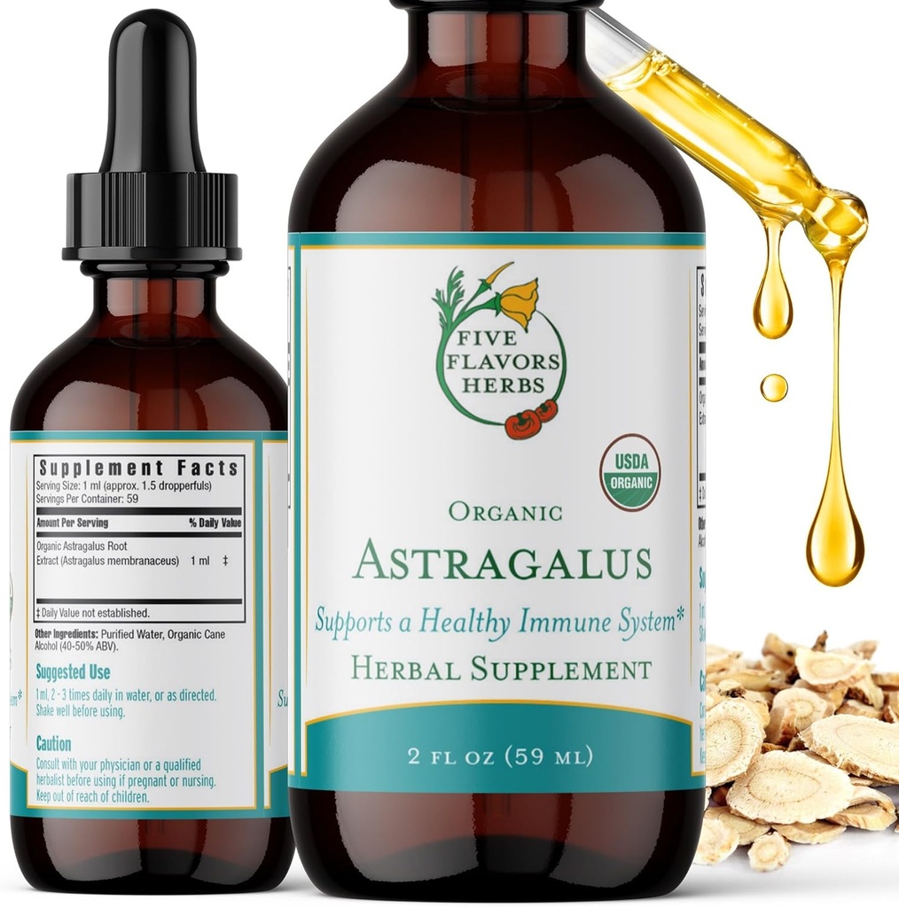 Astragalus tinktur - immunsystem support, respiratorisk support, fordøjelsessystem support, Maca, urtetilskud - 2 Fl Oz