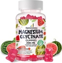 Magnesium Glycinate Gummies 2500mg - Sugar Free Magnesium Kalium Supplement med D-vitamin, B6, CoQ10 for Calm Mood & Sleep Support - 90 Watermelon Gummies