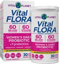 Vital Planet - Vital Flora Probiotika til kvinder 60 milliarder CFU, Diverse Strops, Daglig Hylde Stabil Probiotika med økologiske Prebiotika, for vaginal support, immunforsvar og fordøjelsessygdomme 30 Kapsler