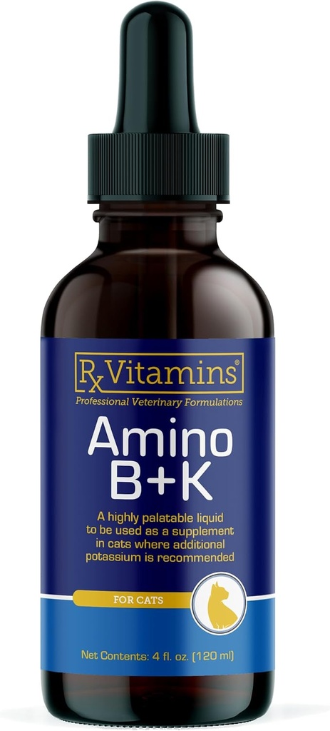 Rx Vitaminer Amino B + K - Cat Vitamin B & Kalium supplement til katte - med Aminosyrer Taurine & Lysin - Aids in Cat Kidney Support & immunsupport til katte - Lever & Bacon 4oz