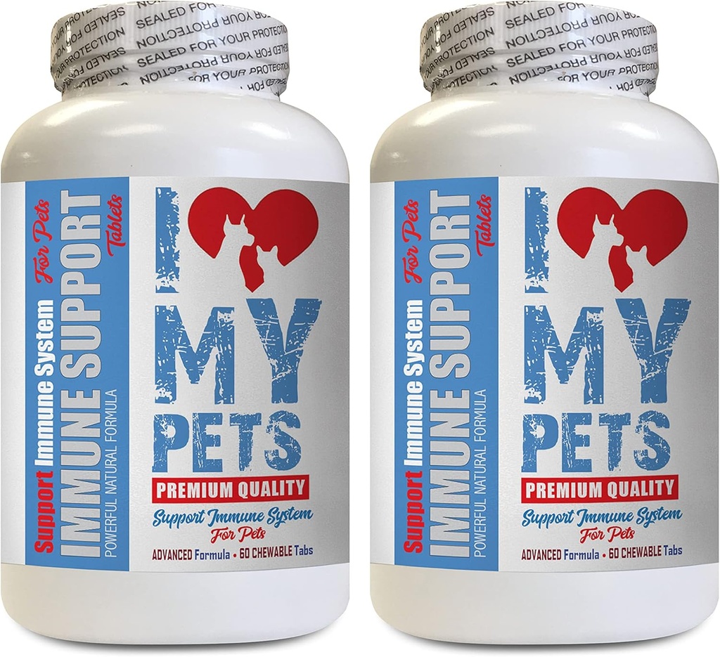 Jeg elsker mine PETS LLC hundeimmunbehandlinger - PET immunstøtte - Hunde og katte - Booster - Sunde - ashwagandha til hunde - 120 Treatles (2 flasker)