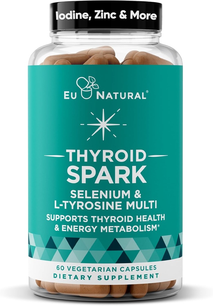 Gnist Energy Support - Thrive, Naturlig Fight Træthed, Balance Hormon, Promote Focus Energy - Zink, Selen, Jod - 60 Vegetar bløde kapsler