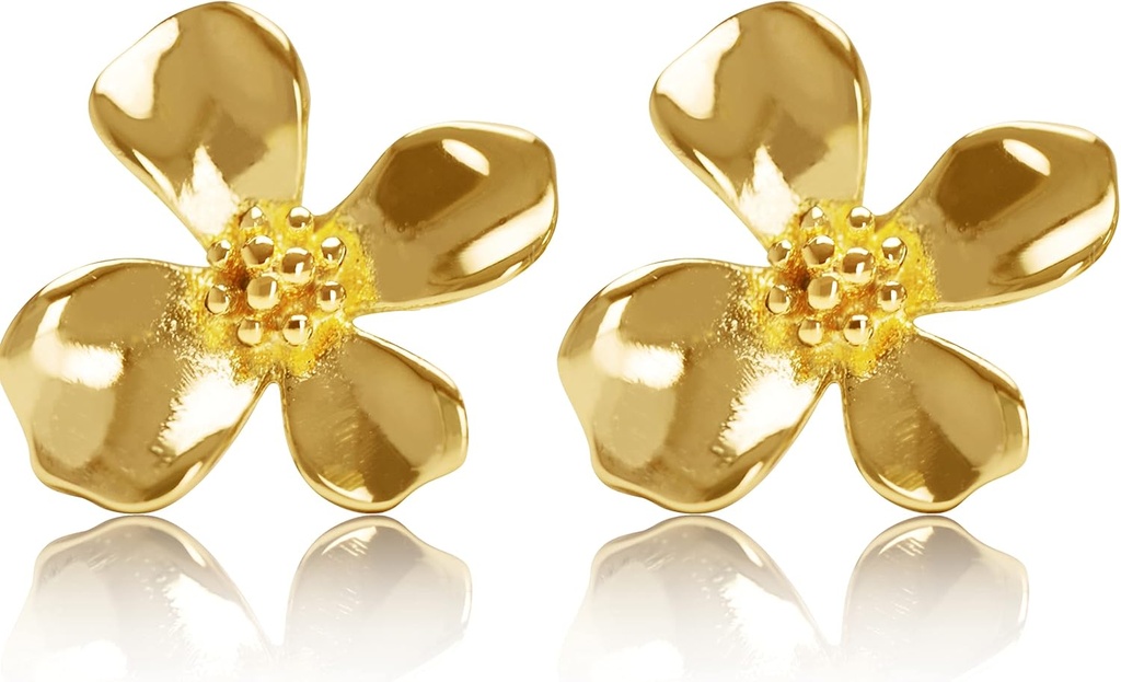 14K forgyldt 925 sterling sølv blomst Lily Stud øreringe