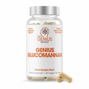 The Genius Brand Genius Glucomannan - Glucomannan Capsules for Digestive Health, Energy & Satiety Support - Natural Fiber for Stomach Comfort - Non-GMO & Vegan - 180 Veggie Capsules
