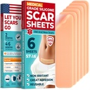 Medical Grade Silicone Scar Sheets - 6pk (5.7 "x1.6") - synlig forskel på kirurgiske & Keloid Marks - Genanvendelige C- sektion Scar Silicone Strips - Let at bruge Strips