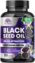 Black Seed Oil Capsules 1000mg med Thymoquinone - Pure Nigella Sativa for hud sundhed & immunforsvar, 100% Blackseed Oil, Amazing Extraction Over Cold Pressed Black Cumin Seed - 120 Softgels
