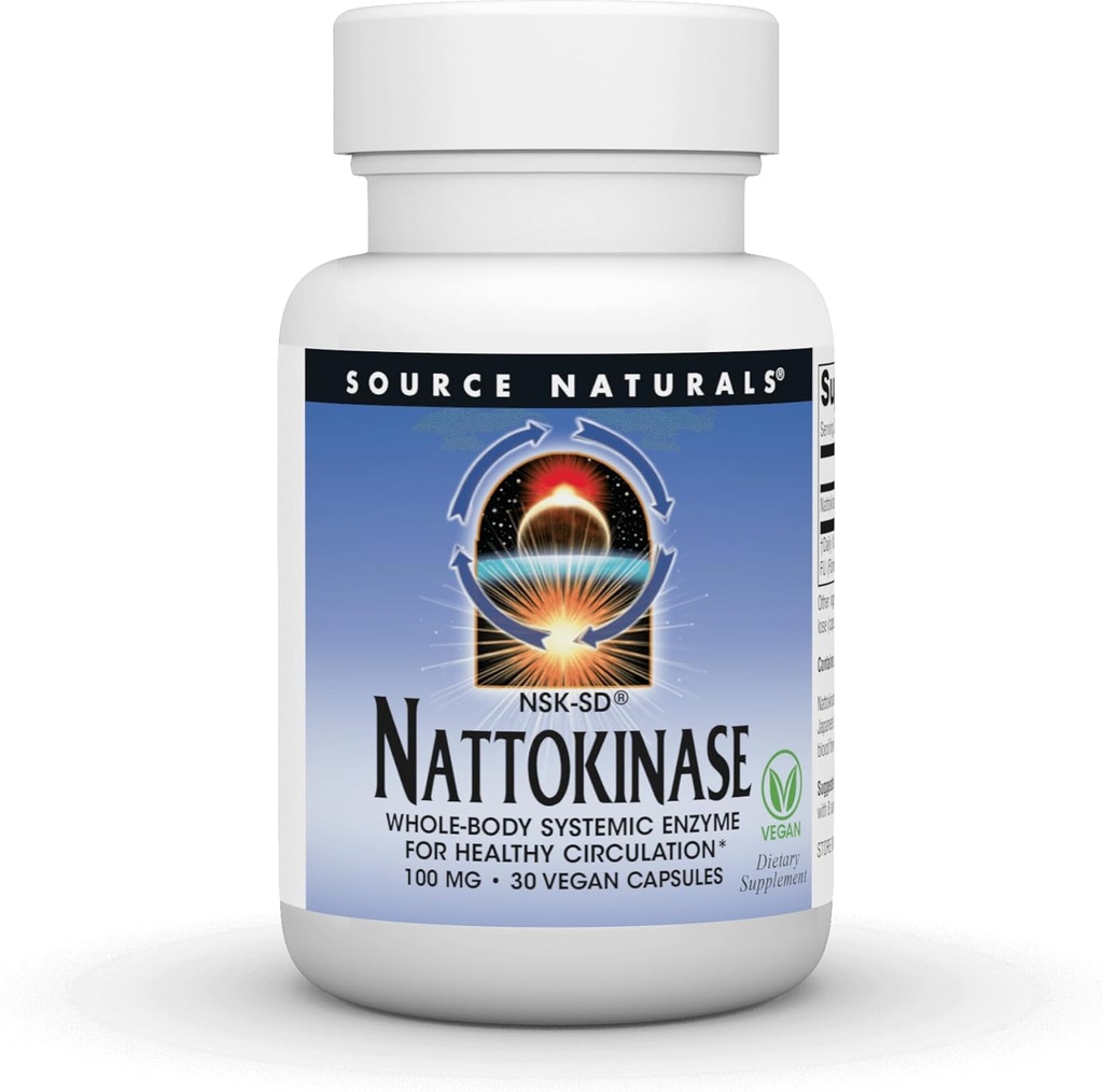 Source Naturals NSK-SD Nattokinase, Whole Body Sytemic Enzyme for Healthy Circulation*, 100mg, 30 Vegan Capsules