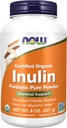 Now Foods Supplements, Inulin Prebiotic Pure Powder, Certified Organic, Non- GMO Project Verified, Intestinal Support *, 8-Ounce