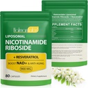 NAD + tillæg med Nicotinamid Riboside - Liposomal Nicotinamid Riboside 900Mg, høj renhed Resveratrol NAD tillæg for anti- Aging, energi, Focus - 80 kapsler