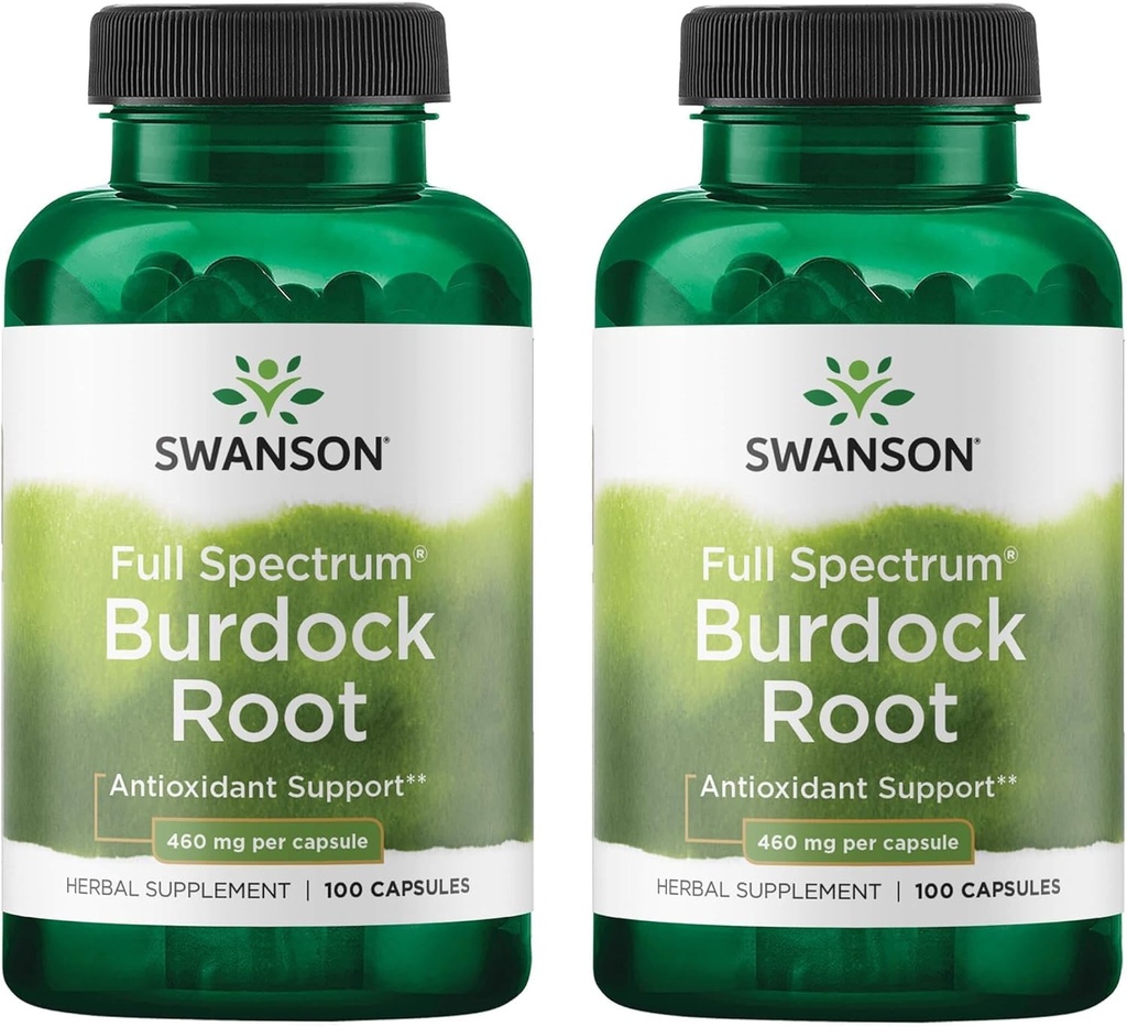 Swanson Burdock Root Nyre & Leverstøtte - Detox hudhjælper fjerne toksiner fra kroppen - Support godt være og sundt immunsystem - Urteantioxidant supplement (460 mg 100 kapsler) (2 Pack)