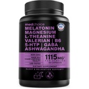 12- in-1 Melatonin sovekapsler - naturlige sovemidler til voksne med Melatonin 5mg og Magnesium Glycinat 500mg, Sleep Aid med Ashwagandha, L Theanine, Valerian Root, GABA, 5- HTP (90ct, Pack of 1)