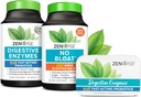 Zenvise Health Bliss Bundle fordøjelsesenzymer + Ingen bloat + Gratis rejse Tin - pre og Post Meal fordøjelsesrutin med enzymer og probiotika til fordøjelse