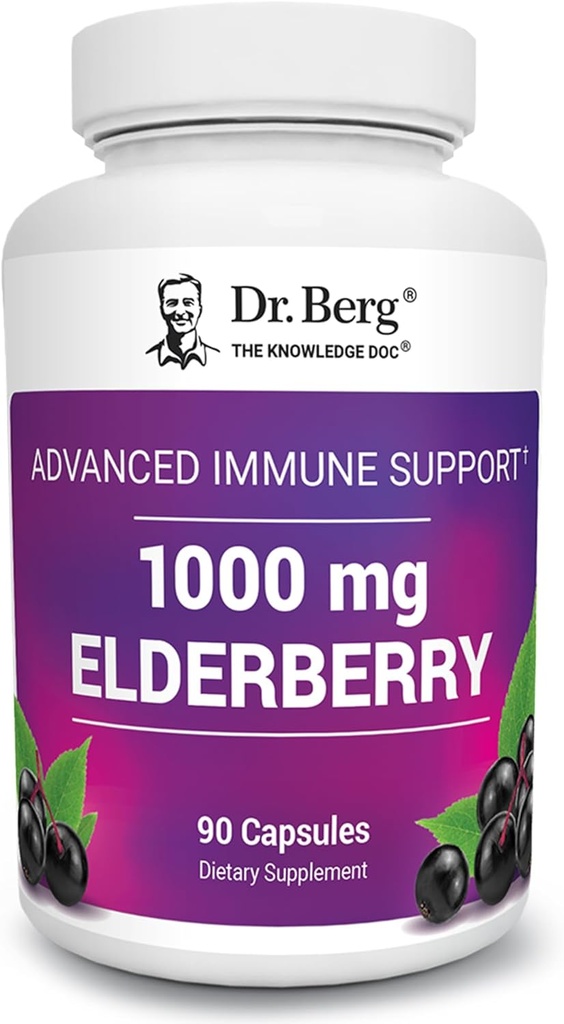 Berg Black Elderberry Capsules (Advanced immunsupport *) med 15.000 IE vitamin D, 60 mg zink, & 90 mg Camu Camu - (4 - in-1) Sambucus Elderberry immunsupport supplement - 90 kapsler