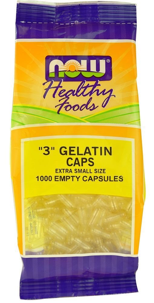 Now Foods - Gelatine Tomme kapsler '3' Størrelse (Ekstra lille størrelse) - 1000 Gelcaps
