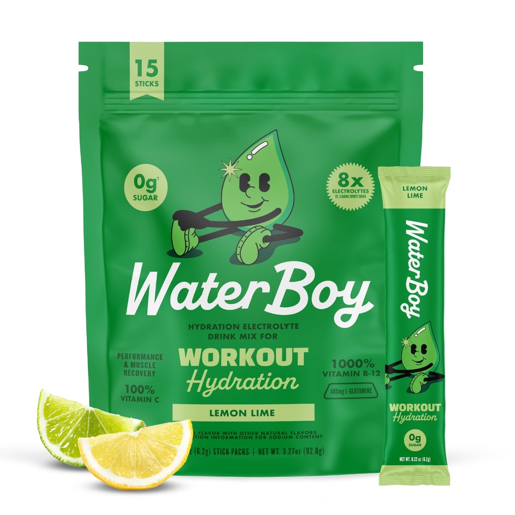 Vanddreng workout Hydration Mea124; 2,960mg Sugar Free Electrolyte Powder Packets Mea124; L- Glutamin + Vitamin Mea124; No Sugar, All Natural, Gluten Free Mea124; 15 Drink Stick Mikes (Lemon Lime)