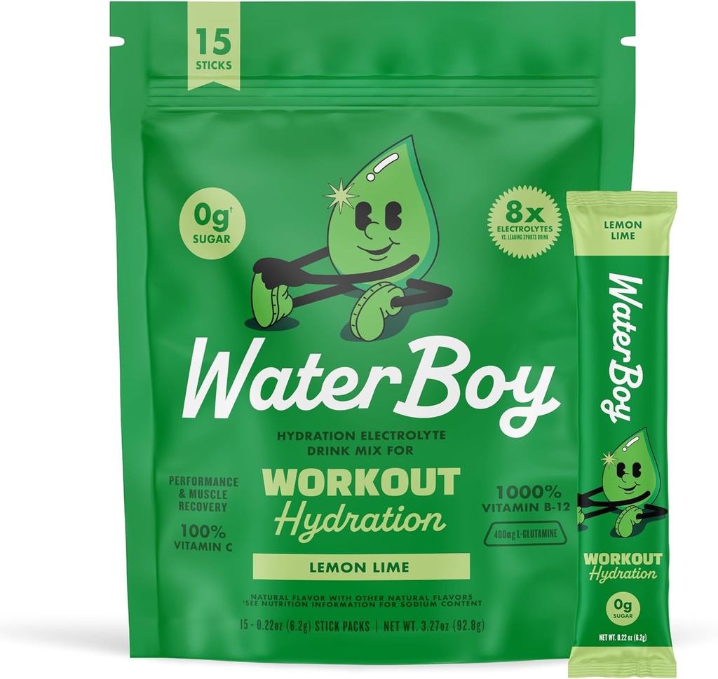 Vanddreng workout Hydration Mea124; 2,960mg Sugar Free Electrolyte Powder Packets Mea124; L- Glutamin + Vitamin Mea124; No Sugar, All Natural, Gluten Free Mea124; 15 Drink Stick Mikes (Lemon Lime)
