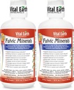 Vital Earth Minerals Fulvic Minerals Liquid - Fulvic Acid Supplement med 70 + Trace Minerals, Electrolytes for Energy & Vitality, 32 Oz Ea + 1 Oz Cup