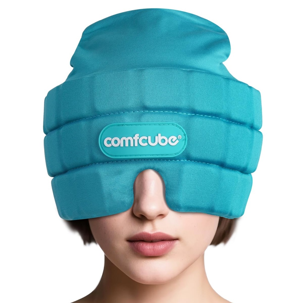 Migræne og hovedpine Relief Ice Cap, 2 Timer Long Længere Cold Therapy Wearable & Washington Form Fitting Ice Hat til Sinus & Stress Relief, Puffy Eyes, Svær Migræne, Chemo