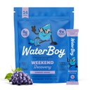 Waterboy Weekend Recovery • 124; 3,187mg Electrolyte Powder Packets • 124; Ginger + L- Theanine + Vitamin • 124; Ingen sukker, alle naturlige, Gluten Free • 124; 24 Drink Stick mix (Grape)