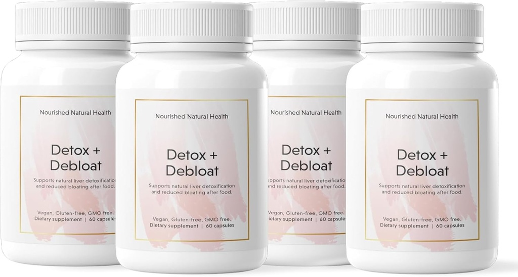 Nourised Natural Detox + Debloat - Milk Thistle & Mælkebøtte Root Vegan tillæg for kvinder - Bloating Relief & fordøjelsesstøtte - 240 kapsler