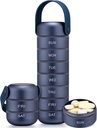 Zannaki Metal Weekly Pill Organizer, Stor rejse Pill Box 7 Dag, Vandtæt Daily Pill Case med Silicone Handle, Aluminium Alloy Portable Pill Holder Container til Vitamin, Medicin, tillæg, piller