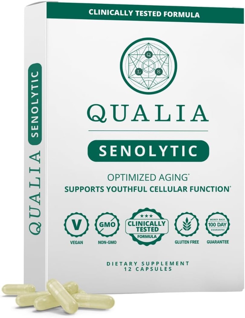 KVALIA Life VIDENSKABER Senolytisk supplement, Fisketin, Quercetin, Piperlongumin & mere, Aging Supplement - Understøtter optimal Cell Reparation & Foryngelse, naturligvis Eliminere Zombie celler, 1 Måned Supply