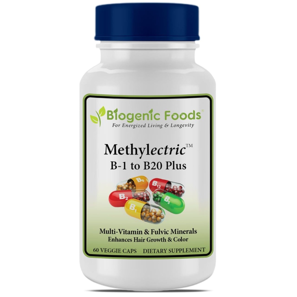 Methylectric B- 50 Complex - Methylerede B1 - B20 Multi- Vitamin og Fulvic Minerals, Veggie Caps