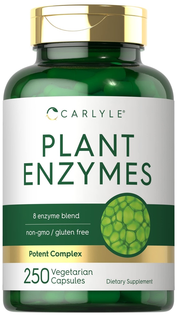 Carlyle Plant Enzymer med Protease, Papain, Lactase og Bromelain 124; 250 Kapsler