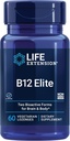 Life Extension B12 Elite, adenosylcobalamin, methylcobalamin, To Aktive Former for Hjerne Sundhed & Dopamin Produktion, Non- GMO, Gluten- Free, Vegetar, 60 Lozenges