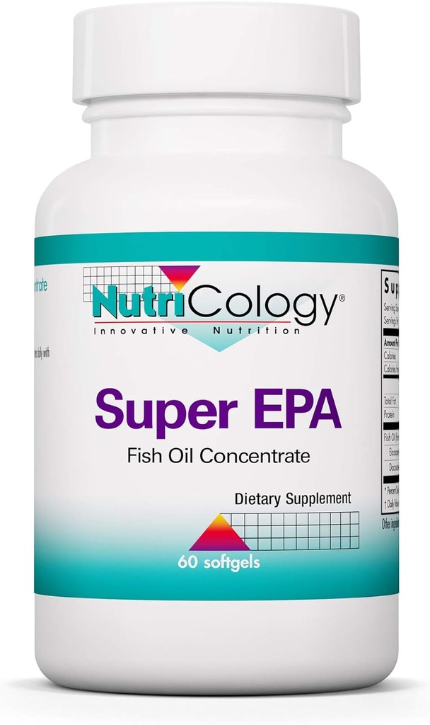 Nutricology Super EPA - Omega 3 Supplement, Fish Oil Concentrate, EPA, DHA, Omega 3 Fedtsyrer, Sustabliably- souffed Anchovies, Softgels - 60 Greve