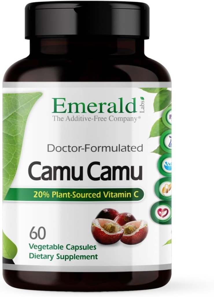 Emerald Labs Camu Camu - Plant- sourced Vitamin C, Bioflavonoider, Aminosyrer & B Vitamin - Glutenfri, Vegan - 60 Vegetabilske kapsler (30- Day Supply)