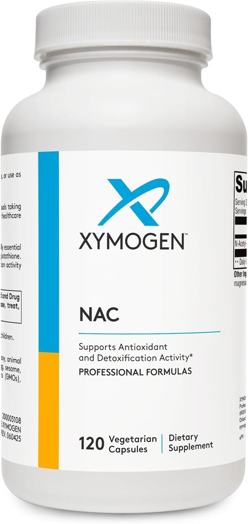 XYMOGEN NAC N-Acetyl-Cysteine 600mg - Cardiovascular, Antioxidant, Liver Detox + Immune Support Supplement - Supports Glutathione Synthesis - Non-GMO NAC Supplement (120 Capsules)