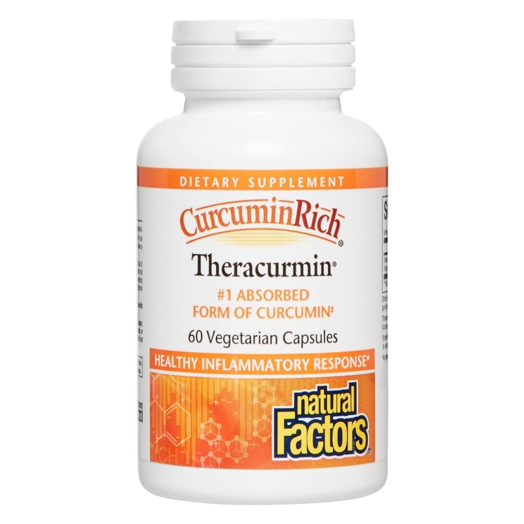Naturlige faktorer CurcuminRich Theracurmin - Antioxidant Support Supplement med Curcumin - Kosttilskud Støtte Muskel & - 60 Vegetariske kapsler (60 Servere)