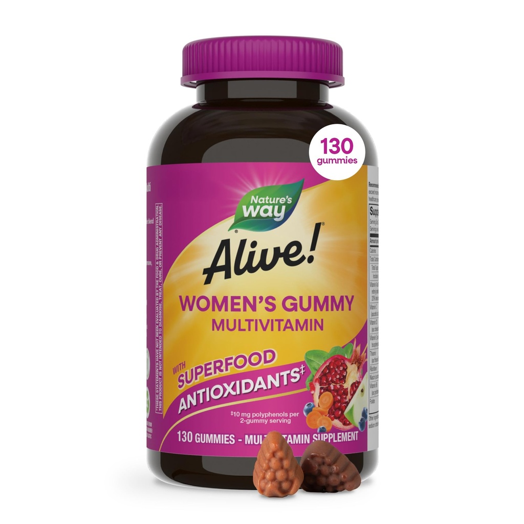 Naturen er i live! Kvinders Daglige Gummy Multivitaminer, 16 Vitamin & Min, Energi Metabolisme *, Hår Hud & Nails *, Vegetar, Blandede Berry Flavored, 130 Gummies (Packaging May Vary)