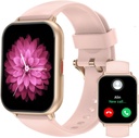RUIMEN Smart ure til mænd kvinder (svar / gør opkald, 2 Bands inkluderet), 1.8 "Smartwatch til iOS / Android telefoner, Fitness Tracker Heart Rate / Sleep Monitor Digital ur Vandtæt Pink