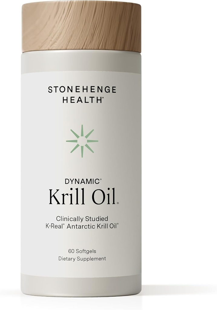 Stonehenge Health Dynamic Krill Oil 1600mg - Triple Strength Antarctic Omega-3 Supplement med EPA, DHA, Phospholipider & 2mg Astaxanthin - Understøtter hjerte, hjerne, hud, fælles & øje sundhed - 60 Softgels