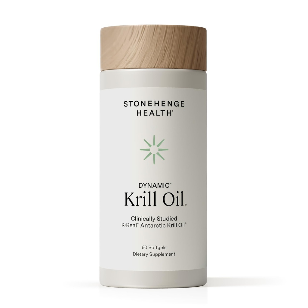 Stonehenge Health Dynamic Krill Oil 1600mg - Triple Strength Antarctic Omega-3 Supplement med EPA, DHA, Phospholipider & 2mg Astaxanthin - Understøtter hjerte, hjerne, hud, fælles & øje sundhed - 60 Softgels