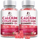 (2 Pack) Calcium Citrate 1200mg med vitamin D3 Kosttilskud Gummies for kvinder & mænd, Calcium Gummies med vitamin D3 K2, Høj Absorption for ben muskel Healthy- Peach Flavor - 60 dages forsyning