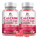 (2 Pack) Calcium Citrate 1200mg med vitamin D3 Kosttilskud Gummies for kvinder & mænd, Calcium Gummies med vitamin D3 K2, Høj Absorption for ben muskel Healthy- Peach Flavor - 60 dages forsyning