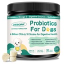 Probiotika til hunde fordøjelsessygdomme, hunde probiotika og fordøjelsesenzymer, Prebiotika, Omega-3 & 6 og vitamin til hunde, 6 Millioner CFU 'er til Gut sundhed og immunforsvar, 120 Chews