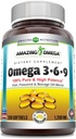 Amazing Omega 3.6.9 Supplements124; 1200 Mg- 124; Lemon Flavor • 124; Unique Formel of Flaxseed Oil, Borage Oil, Fedtsyrlingvand • 124; Non- GMO • 124; Gluten- Free • 124; Made in USA (1 Pack • 124; 250 Softgels)