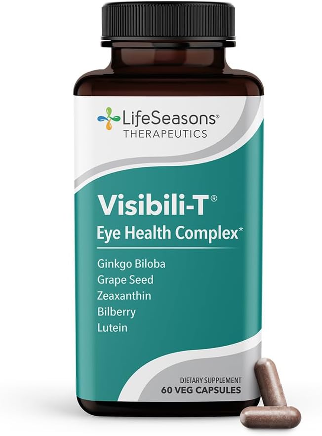 LifeSeasons Visibili- T med Bone Densi- T - Eye Health & Vision Support - Lutein, Chrom, Carrot Root, Bilberry, Ginkgo Biloba, Grape Seed Extract, Lycopene, Vitamin A & mere - 120 kapsler
