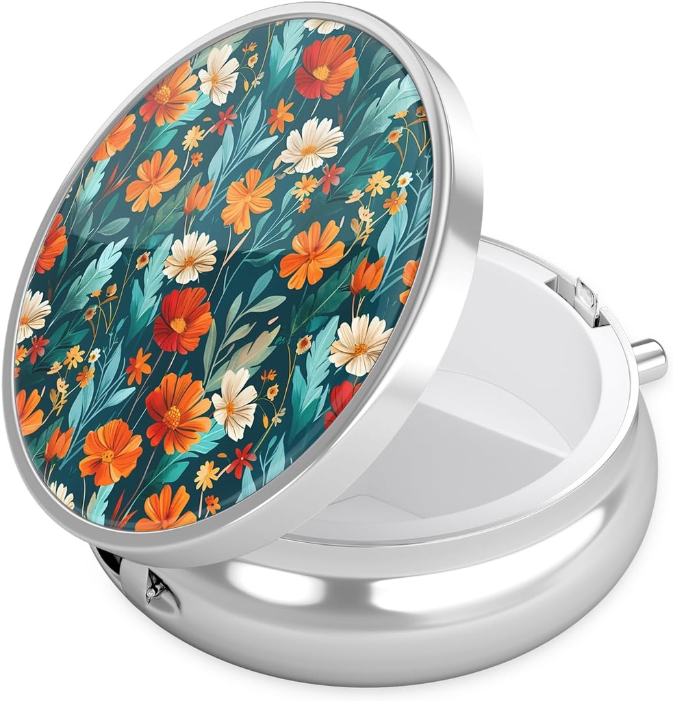 Nipichsha Pill Box, Lille Pill sag for purse & Pocket, Cute Travel Medicine Organizer, Portable Medicine Container Holder til at holde vitaminer, Medicin, Fish Oil & Supplement, B04- Smukke blomster
