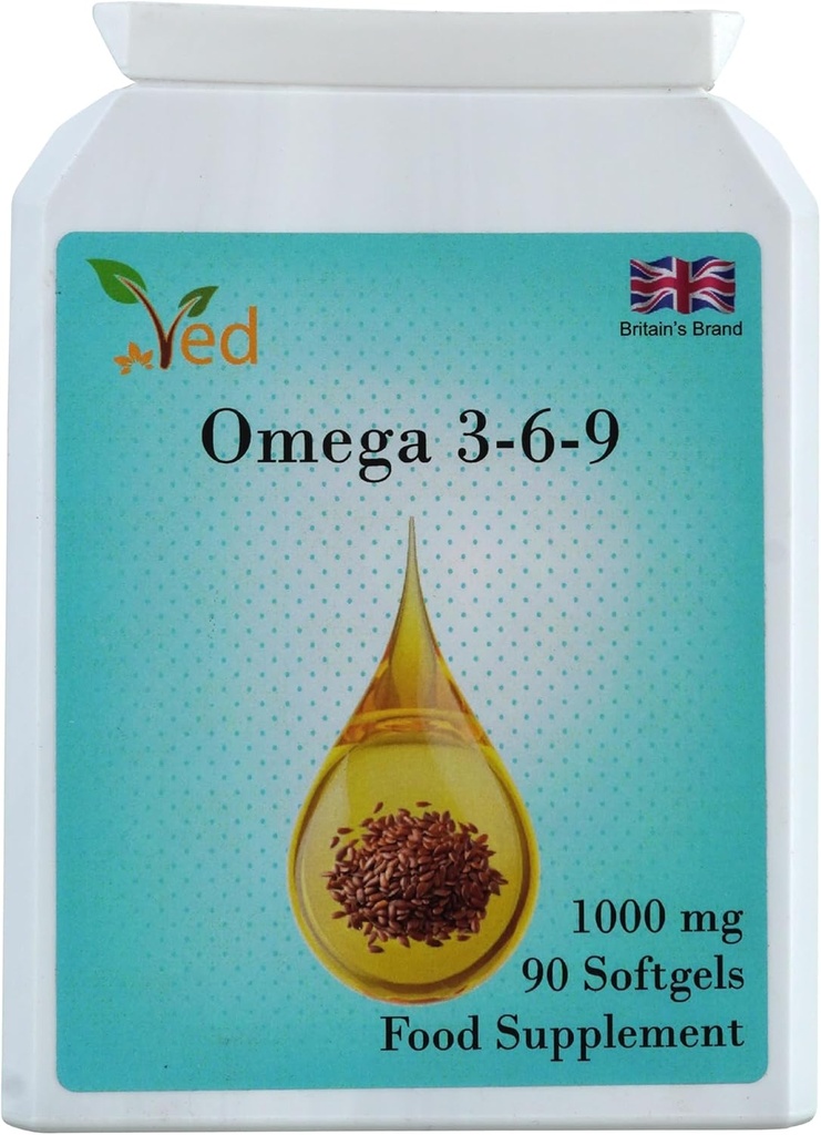 Med Omega 3-6-9 Kosttilskud softgel, fra Cold Press Flaxseed Oil, 1000 mg 90 Soft Gel - 90 Days 'Supply.
