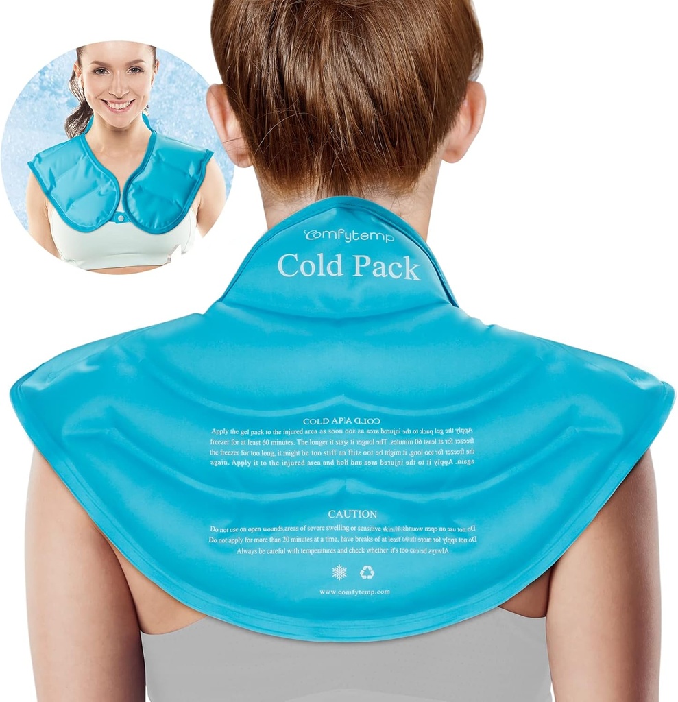 Comfytemp Ice Pack til Neck Shoulders Pain Relief, Resuable Large Gel Shoulder Cooling Wrap til Upper Back, Cold Compress Fysisk terapi for cervikal skader, Mænd Kvinder Gave