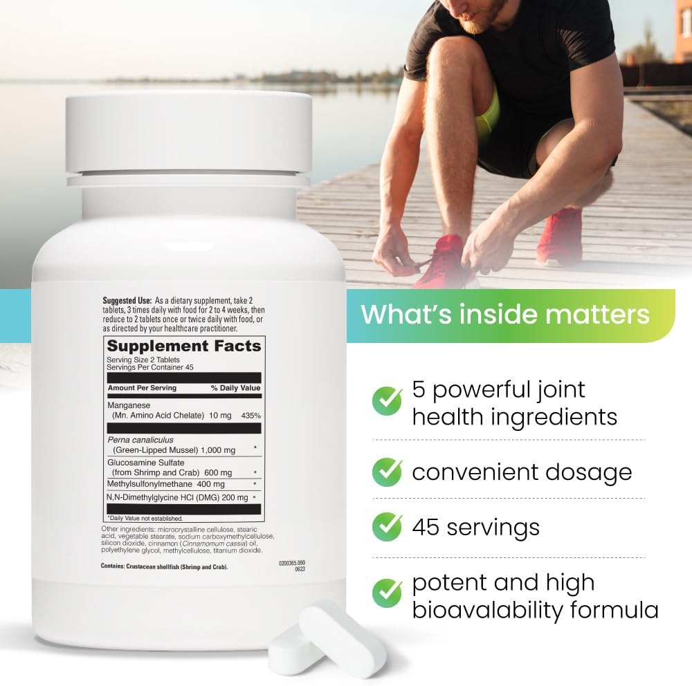 REVITALIZE Mobility + Advanced Joint & Connective Tissue Support Formel Inflammation, Joint Care & Relief, Heart & immunsupport, Perna Canaliculus, Glucosamin, MSM, DMG- 90 tabletter