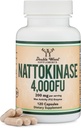 Nattokinase Supplement 4.000 FU Serveringer, 120 kapsler (afledt fra japansk Natto) Systemiske enzymer til kardiovaskulær og kredsløbsstøtte med dobbelt træ